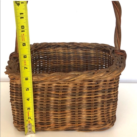 Wicker Rattan Rimmed Square Shopping Basket - Picture 3 of 8